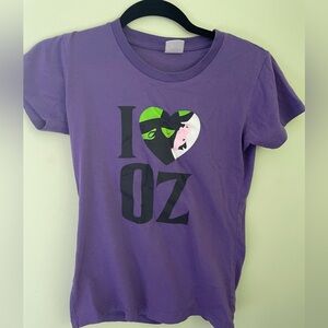Womens I Love Oz Green for Good Wicked Musicsl Purole T-Shirt Size Small